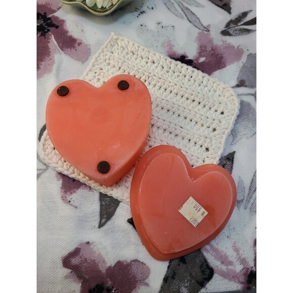Heart Shaped Coral Pink Soapstone Jewelry Dish Vanity Trinket Box Decor - Picture 8 of 8